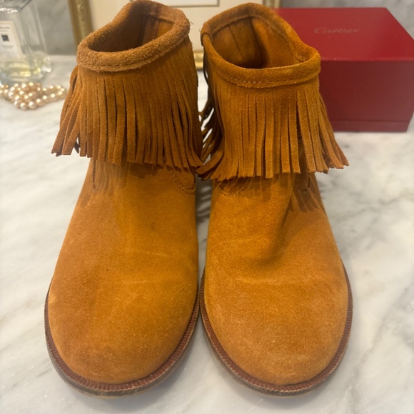 Zara Girls Brown Suede Boots with Fringe Size 36/US 6 - Picture 2 of 15
